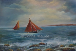 Galway Hookers Oil painting, 20 x 30 Donna McGee