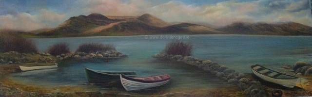 Lough Currane, Waterville, Kerry - Oil on block canvas 50 x 16"